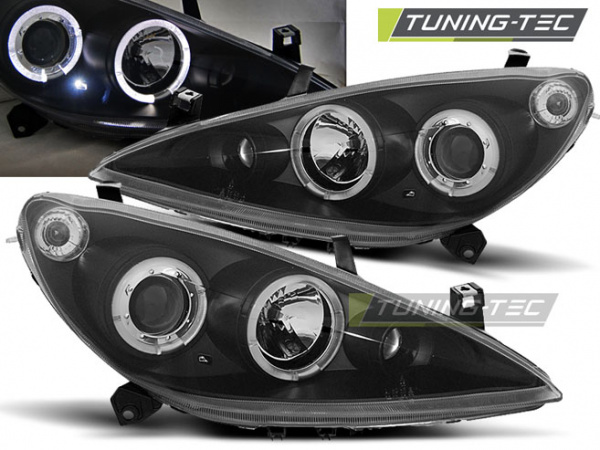 LED Angel Eyes Scheinwerfer für Peugeot 307 01-05 schwarz