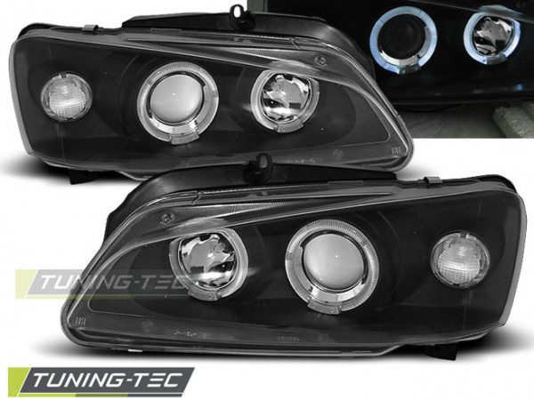 LED Angel Eyes Scheinwerfer für Peugeot 106 96-03 schwarz