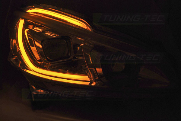 LED Tagfahrlicht Scheinwerfer für Peugeot 208 12-15 schwarz mit LED Blinker