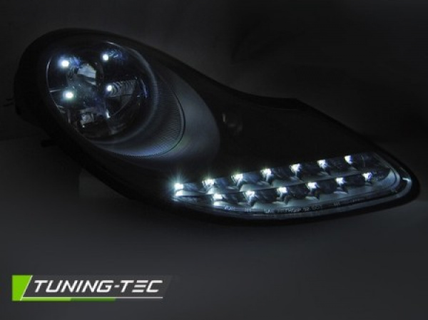 BLACKLINE LED Tagfahrlicht Design Scheinwerfer für Porsche Boxster 986 / 911 996 96-04 schwarz matt