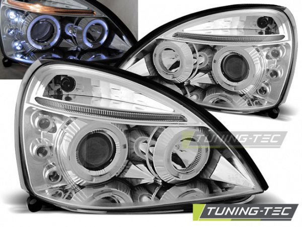 LED Angel Eyes Scheinwerfer für Renault Clio 2 01-05 chrom