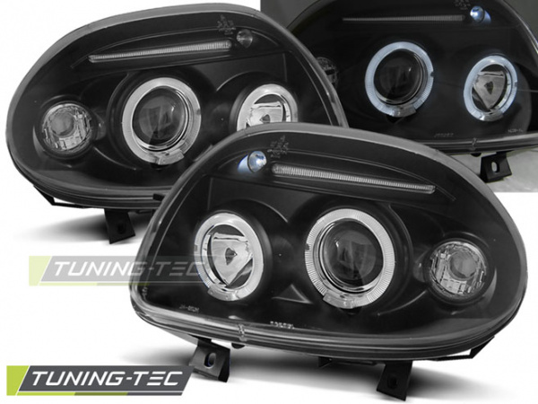 LED Angel Eyes Scheinwerfer für Renault Clio 2 98-01 schwarz