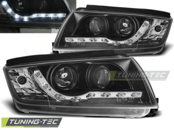 LED Tagfahrlicht Upgrade Design Scheinwerfer Set passend für Skoda Fabia 1 99-08 schwarz