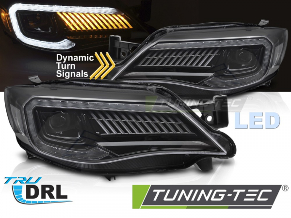 VOLL LED Tagfahrlicht Scheinwerfer Set für Subaru WRX 08-14 schwarz mit dyn. Blinker