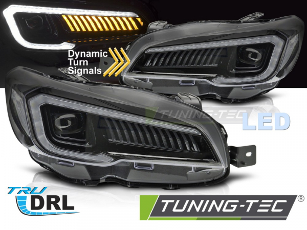 VOLL LED Tagfahrlicht Scheinwerfer Set für Subaru WRX 14-22 schwarz mit dyn. Blinker und Willkommensfunktion