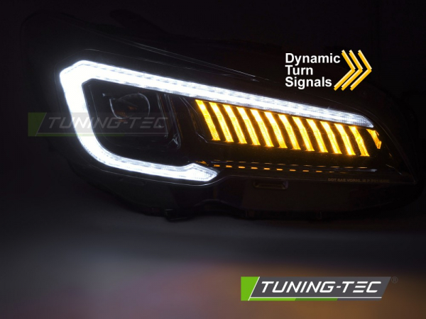 VOLL LED Tagfahrlicht Scheinwerfer Set für Subaru WRX 14-22 schwarz mit dyn. Blinker und Willkommensfunktion