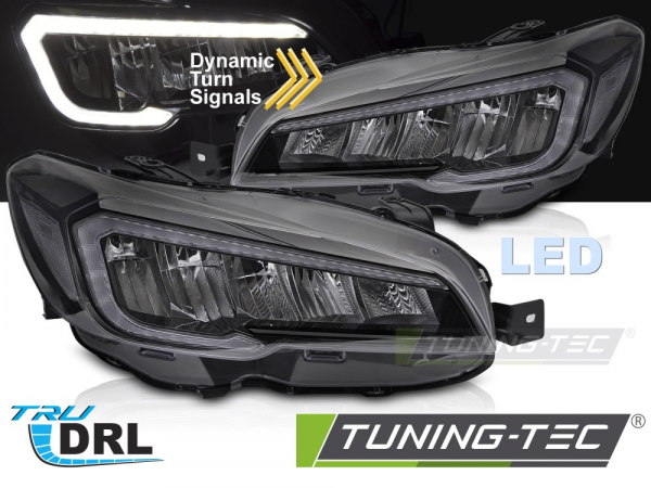 VOLL LED Tagfahrlicht Scheinwerfer Set für Subaru WRX 14-22 schwarz mit dyn. Blinker und Willkommensfunktion