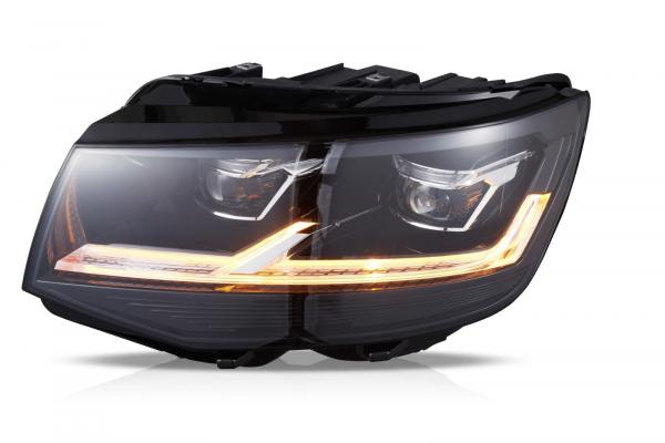 VOLL-LED Scheinwerfer passend für VW T6 15-19 schwarz mit statischen LED Blinker