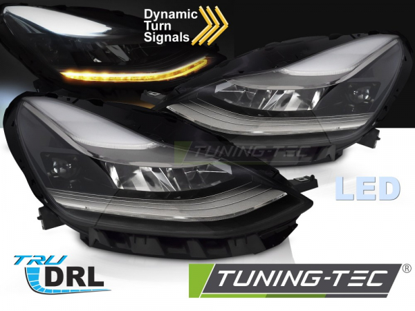 VOLL LED Tagfahrlicht Scheinwerfer Set für Tesla Model 3 17-23 schwarz mit dyn. Blinker