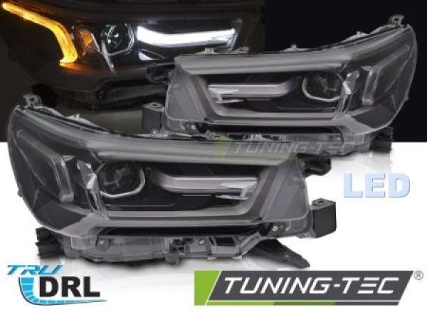 VOLL LED Tagfahrlicht Scheinwerfer Set für Toyota Hilux 20+ schwarz