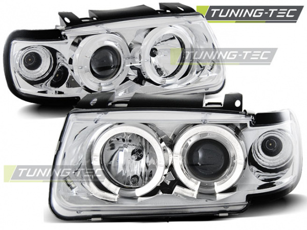 LED Angel Eyes Scheinwerfer für VW Polo 6N 94-99 chrom