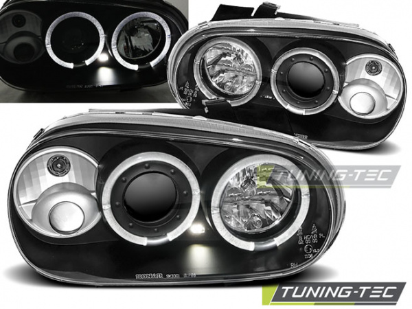 LED Angel Eyes Scheinwerfer für VW Golf 4 97-03 schwarz