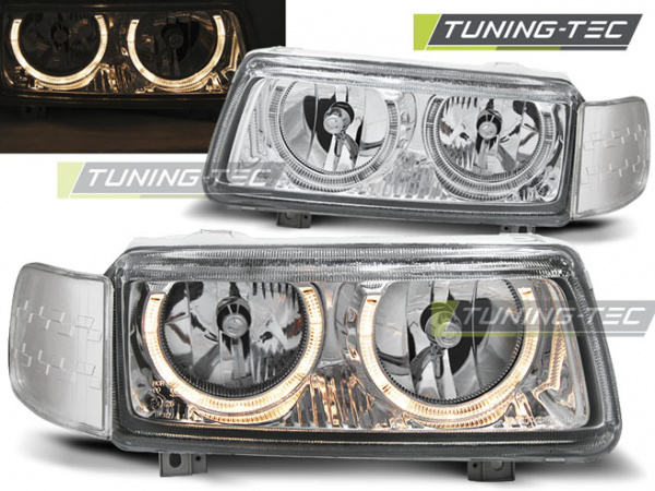 Upgrade Design Angel Eyes Scheinwerfer für VW Passat 35i Facelift (B4) 93-97 chrom