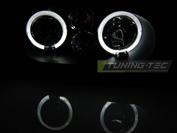 LED Angel Eyes Scheinwerfer für VW Golf 4 97-03 schwarz