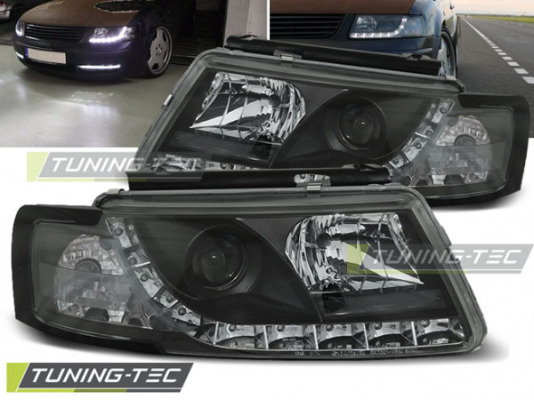 Upgrade LED Tagfahrlicht Design Scheinwerfer für VW Passat 3B 96-00 schwarz