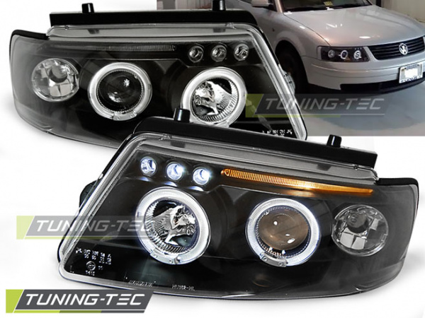 LED Angel Eyes Scheinwerfer für VW Passat 3B (B5) 96-00 schwarz