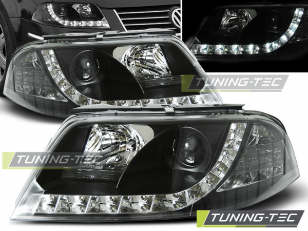 LED Tagfahrlicht Design Scheinwerfer für VW Passat 3BG 00-05 schwarz