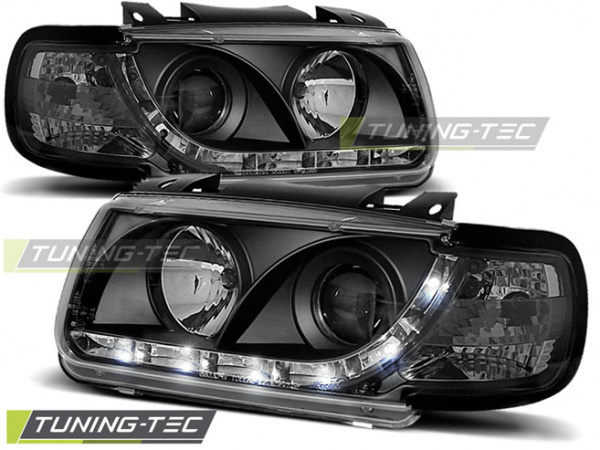 LED Tagfahrlicht Design Scheinwerfer für VW Polo 6N 94-99 schwarz