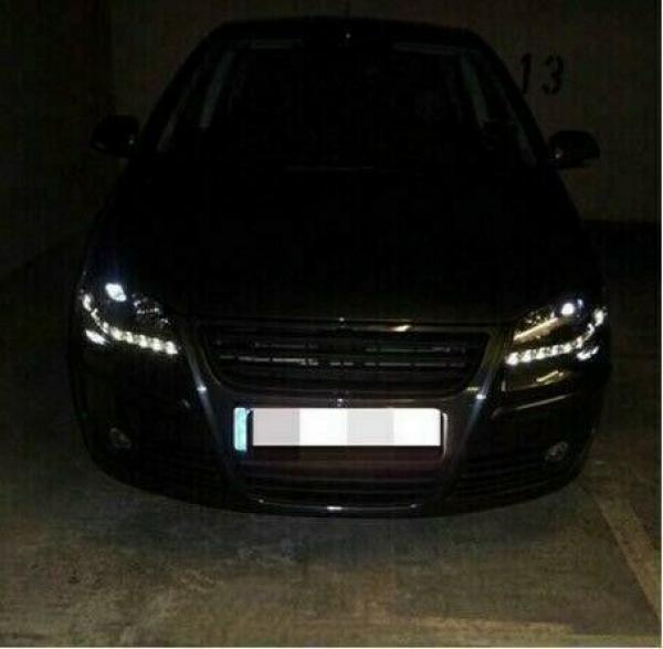 LED Tagfahrlicht Design Scheinwerfer für VW Polo 9N3 05-09 schwarz