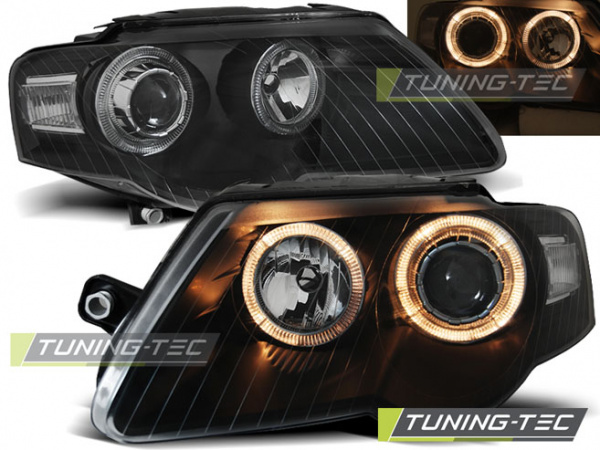 Upgrade Design Angel Eyes Scheinwerfer für VW Passat 3C B6 05-10 schwarz