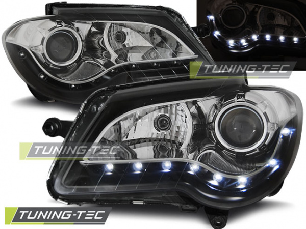 LED Tagfahrlicht Design Scheinwerfer für VW Touran 1T GP (Facelift) 06-10 schwarz