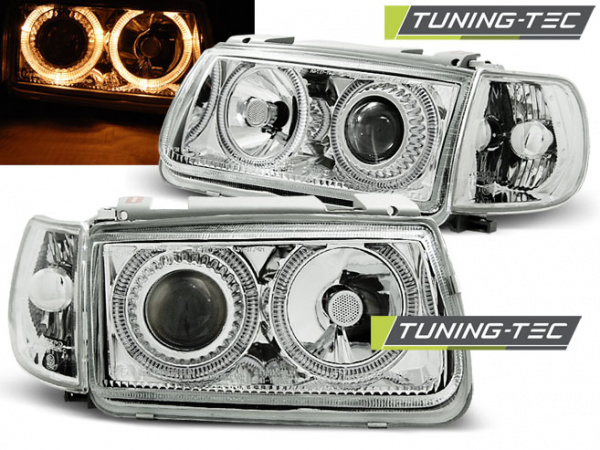 LED Angel Eyes Scheinwerfer VW Polo 6N 94-99 chrom