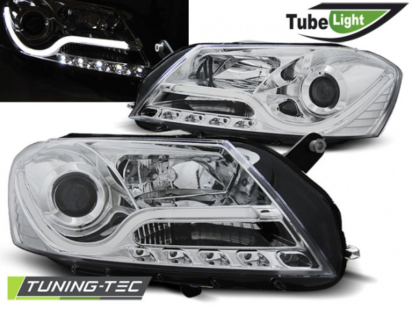 LED Tagfahrlicht Design Scheinwerfer für VW Passat B7 10-14 chrom