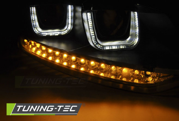 LED WELCOME LIGHT Tagfahrlicht Scheinwerfer für VW Polo 6R 09-14 schwarz mit dynamischen Blinker