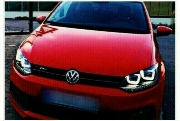 LED Tagfahrlicht Scheinwerfer für VW Polo 6R 09-14 schwarz mit dynamischem LED Blinker