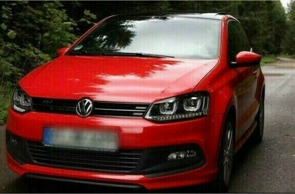 LED Tagfahrlicht Scheinwerfer für VW Polo 6R 09-14 schwarz mit dynamischem LED Blinker
