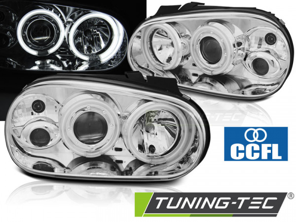 CCFL Angel Eyes Scheinwerfer für VW Golf 4 97-03 chrom