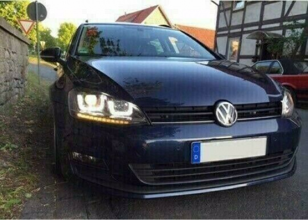 LED Tagfahrlicht Scheinwerfer für VW Golf 7 12-17 chrom / chrom mit dynamischem LED Blinker