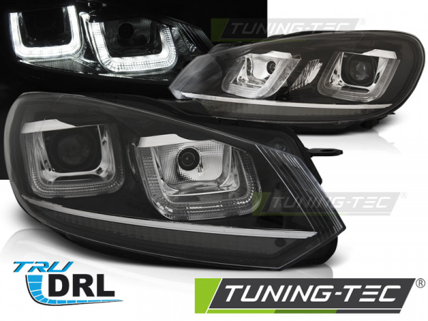 LED Tagfahrlicht Upgrade Scheinwerfer für VW Golf 6 08-12 schwarz / chrom