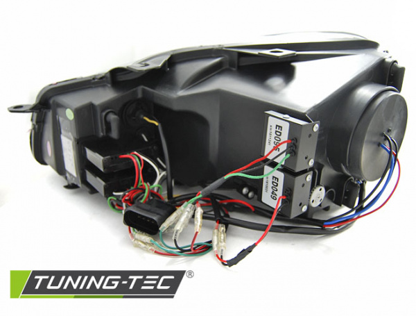 LED Tagfahrlicht Scheinwerfer für VW Golf 6 08-12 schwarz / rot im Golf 7 "GTI" Design