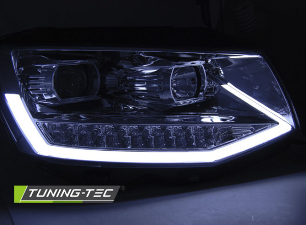 LED Tagfahrlicht Scheinwerfer für VW T6 15-19 chrom mit LED Blinker