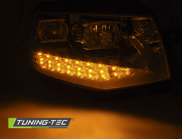 LED Tagfahrlicht Scheinwerfer für VW T6 15-19 chrom mit LED Blinker