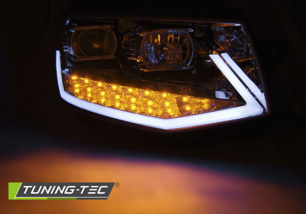 LED Tagfahrlicht Scheinwerfer für VW T6 15-19 chrom mit LED Blinker