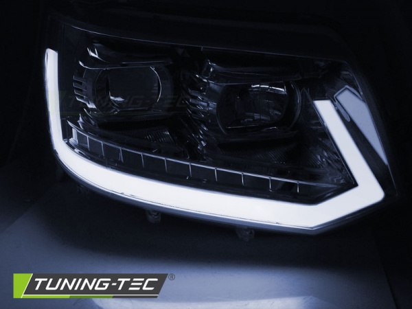 LED Tagfahrlicht Scheinwerfer für VW T5 GP (Facelift) 10-15 chrom mit dynamischem LED Blinker