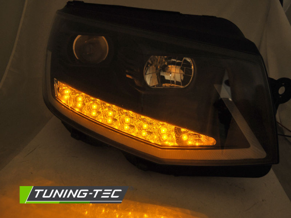 LED Tagfahrlicht Scheinwerfer für VW T6 15-19 schwarz mit dynamischem LED Blinker