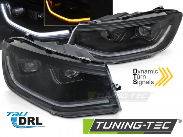 VOLL LED Tagfahrlicht Scheinwerfer Set für VW Caddy V/5 (SB) 20+ schwarz mit dyn. Blinker