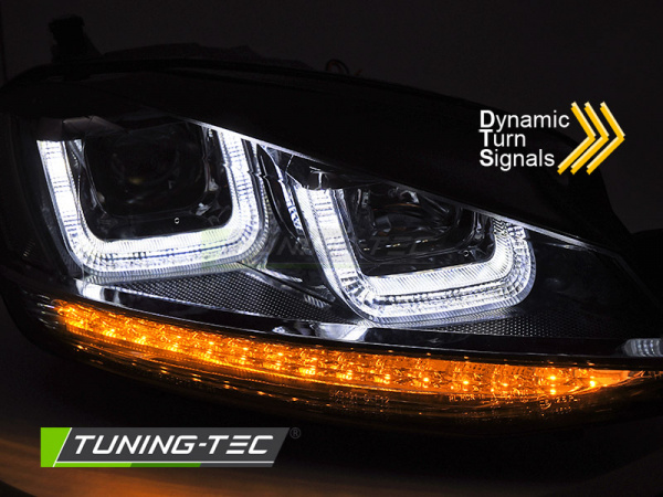 Upgrade Design Tagfahrlicht Scheinwerfer Set für VW Golf 7 (VII) 12-17 schwarz mit dynamischem LED Blinker