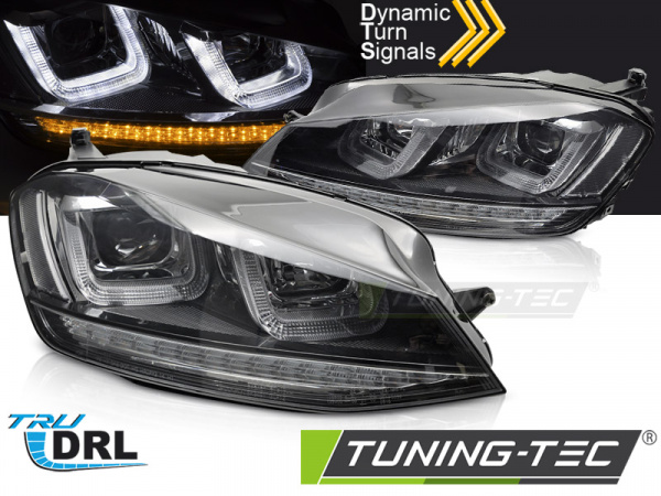 Upgrade Design Tagfahrlicht Scheinwerfer Set für VW Golf 7 (VII) 12-17 schwarz mit dynamischem LED Blinker