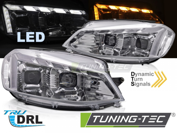 VOLL LED Tagfahrlicht Scheinwerfer Set für VW Golf 7.5 (Facelift) 17-19 chrom mit LED Blinker
