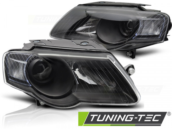 Black Design Scheinwerfer für VW Passat 3C B6 05-10 Schwarz