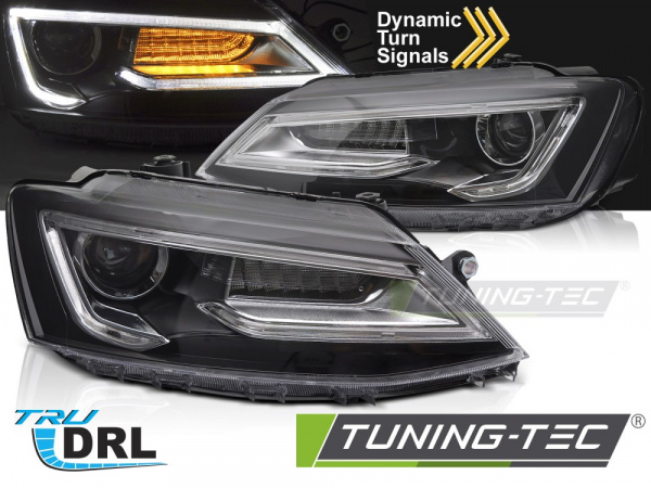 Upgrade LED Tagfahrlicht Scheinwerfer Set für VW Jetta 6 11-18 schwarz mit dyn. Blinker