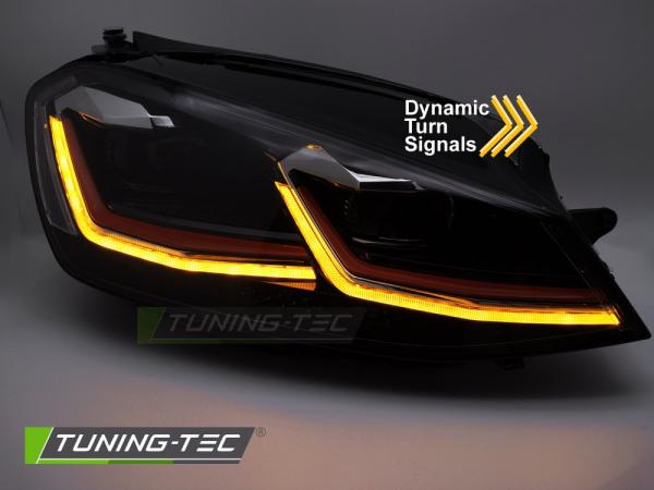 Voll-LED Tagfahrlicht Scheinwerfer für VW Golf 7 12-17 schwarz / rot mit dynamischem LED Blinker