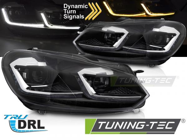 LED Tagfahrlicht Scheinwerfer für VW Golf 7 chrom-schwarz mit dynamischem LED Blinker 08-12