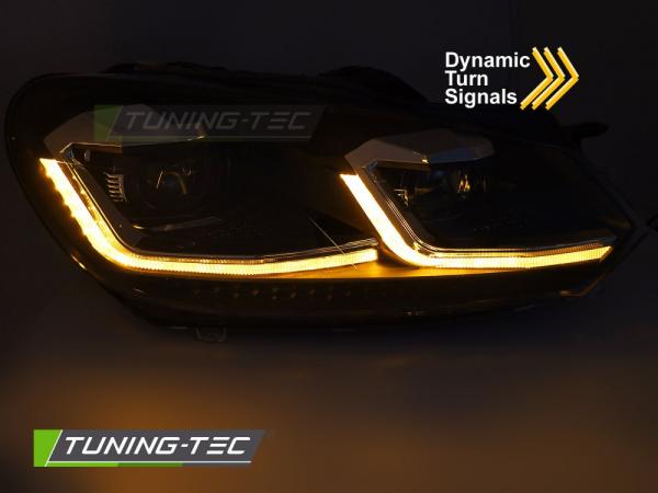 LED Tagfahrlicht Scheinwerfer für VW Golf 7 chrom-schwarz mit dynamischem LED Blinker 08-12