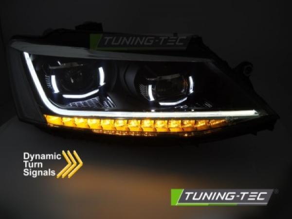 LED Upgrade Design Tagfahrlicht Scheinwerfer Set für VW Jetta 6 (VI) 11-18 schwarz mit dyn. Blinker