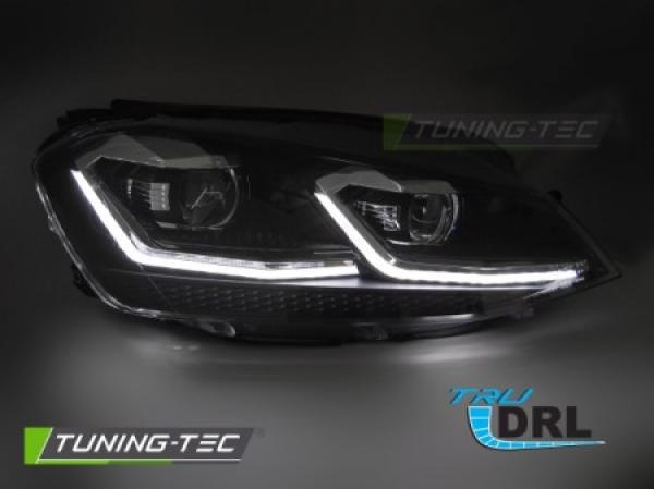 Voll-LED Upgrade Design Tagfahrlicht Scheinwerfer Set passend für VW Golf 7 12-17 schwarz / chrom mit dynamischem LED Blinker